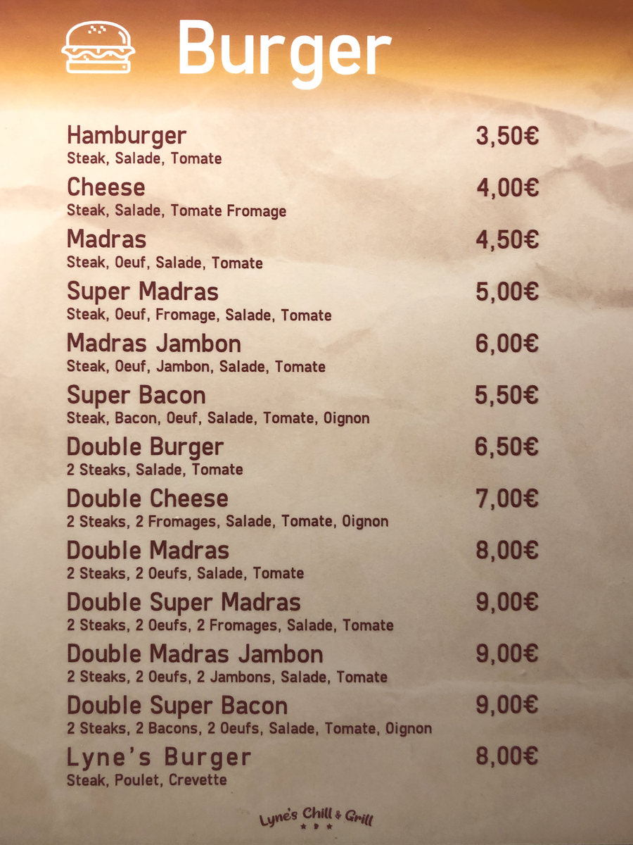 Menu Burger